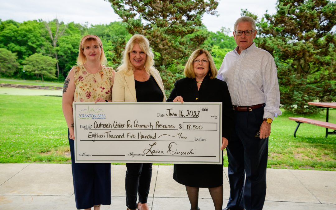 Outreach Receives Grant to support families from the Scranton Area Community Foundation